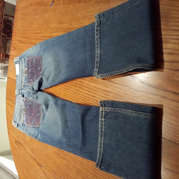 Traverniti So Blue Jeans With With Purple Embroidered Back Pockets Size 29 - Picture 3 of 11